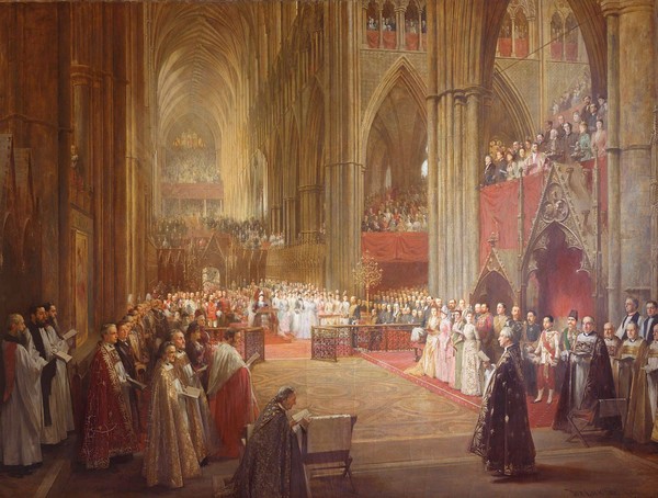 스코틀랜드 화가 윌리엄 록하트가 그린 빅토리아 여왕의 골든주빌리 기념식
