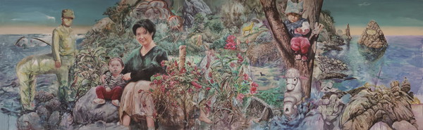 김동우(표류하거나 벗어나거나, 227 × 728 ㎝, 캔버스 위에 유화, 2022)